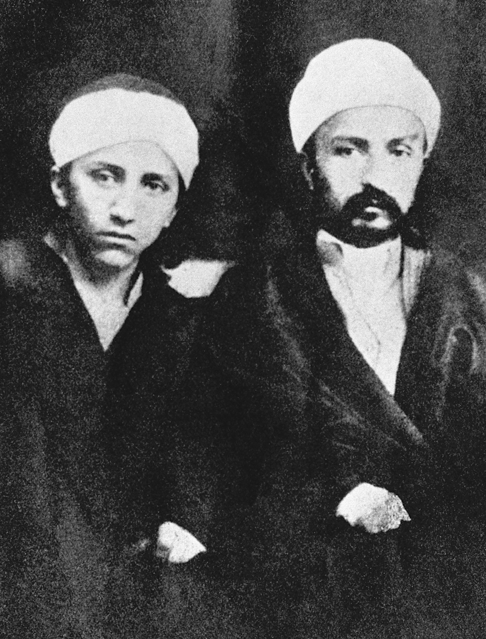 ‘Abdu’l-Bahá (right) with His brother Mírzá Mihdí, The Purest Branch (left), taken in Edirne, c. 1864-1868