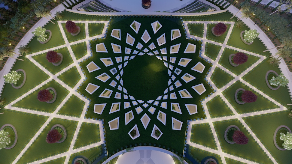 Graphic rendering of the Shrine of ‘Abdu’l-Bahá