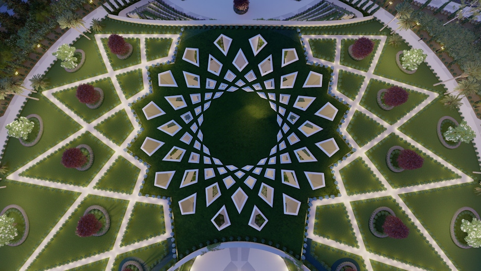 Graphic rendering of the Shrine of ‘Abdu’l-Baha