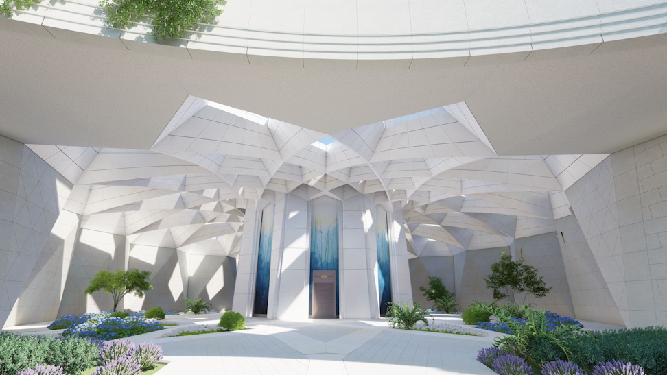 Graphic rendering of the Shrine of ‘Abdu’l-Baha