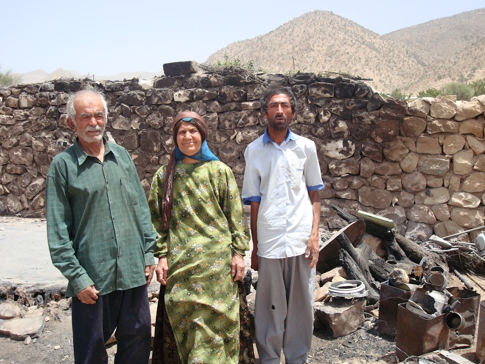 This family in Fars province narrowly escaped injury when an arsonist used gasoline and caused an explosion and fire that destroyed a hut near where the family was sleeping