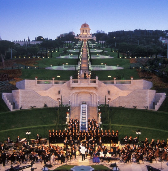 Northern Israel Symphony performing at the opening of the Terraces of the Shrine of the Báb, in Haifa, Israel, 22 May 2001