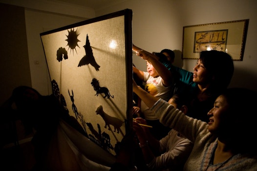 A puppet show being performed at a community gathering at the Baha'i centre in Ulannbaatar, Mongolia