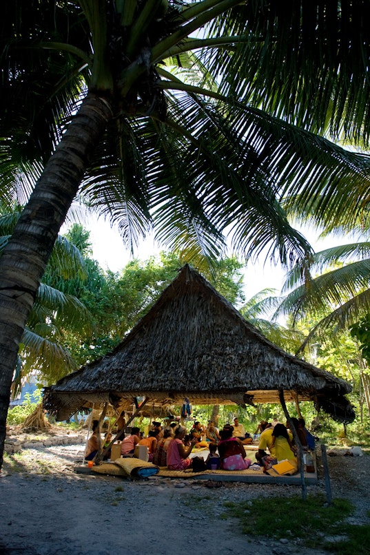 A community gathering in South Tarawa, Kiribati