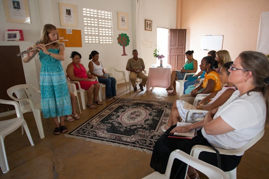 A devotional meeting at the Bahá’í centre in Lauro de Freitas, Brazil, north of Salvador