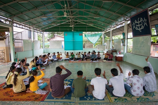 A community gathering at the Bahá’í centre in Battambang, Cambodia