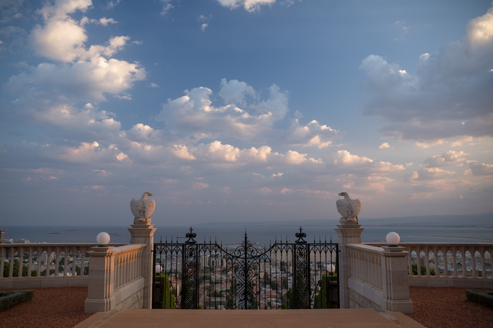 View of Haifa Bay from the terraces above the Shrine of the Báb 