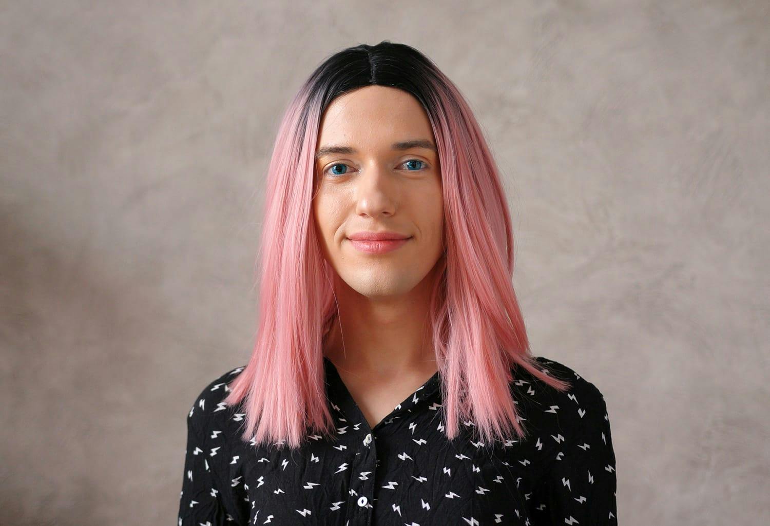 Person with pink hair