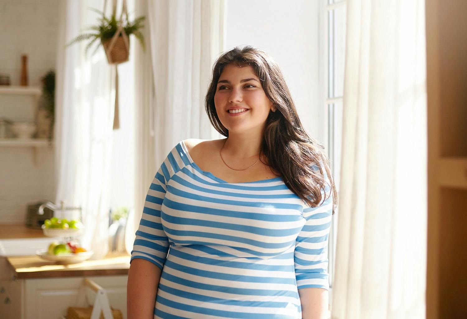Woman in a striped shirt