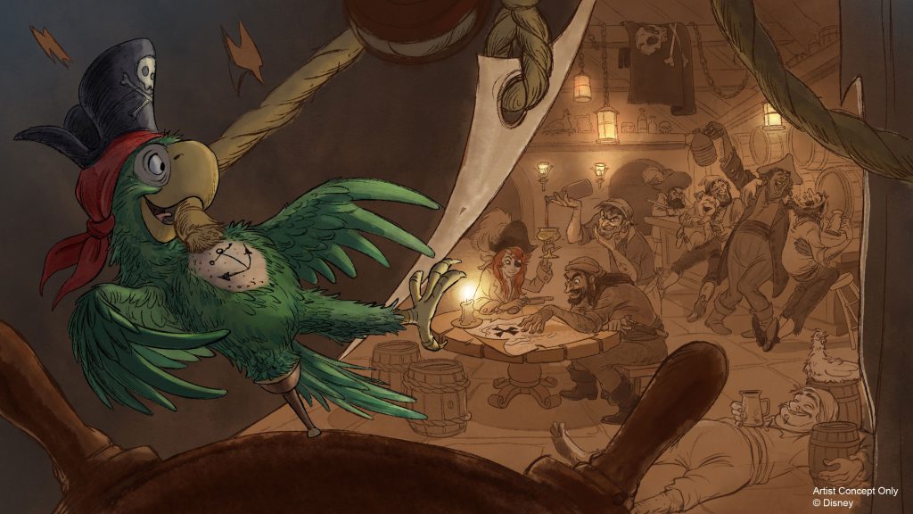 Pirates Lounge with Barker Parrot Concept Art