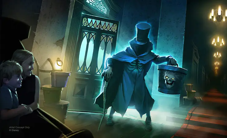 Hatbox Ghost in the Endless Hallways at Haunted Mansion in Magic Kingdom Concept Art
