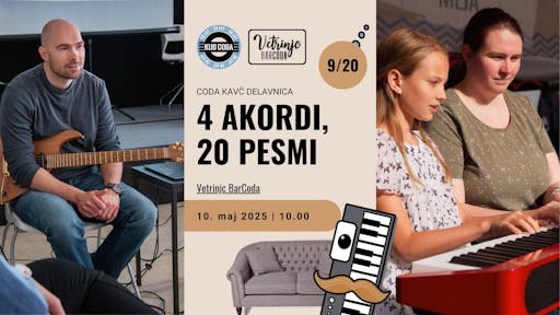 9/20 Coda kavč delavnica: 4 akordi, 20 pesmi