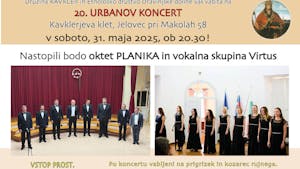 Družina KAVKLER in Etnološko društvo Dravinjske doline vas vabita na 20. URBANOV KONCERT