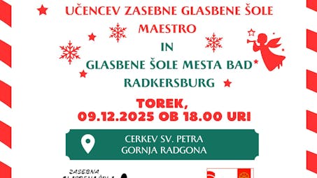 Božično-novoletni koncert učencev Zasebne glasbene šole Maestro in Glasbene šole mesta Bad Radkersburg