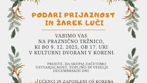Praznična tržnica OŠ Korena – Podari prijaznost in žarek luči