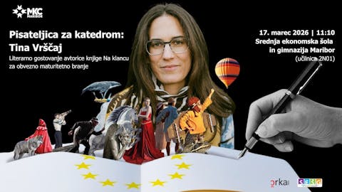 Pisateljica za katedrom: Tina Vrščaj