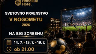 SP v nogometu 2026 na velikem zaslonu Hotela Habakuk