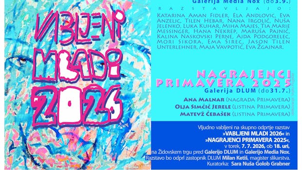 Vabilo na razstavi »VABLJENI MLADI 2026« in »NAGRAJENCI PRIMAVERA 2025«