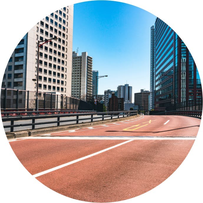 A track in the middle of a city