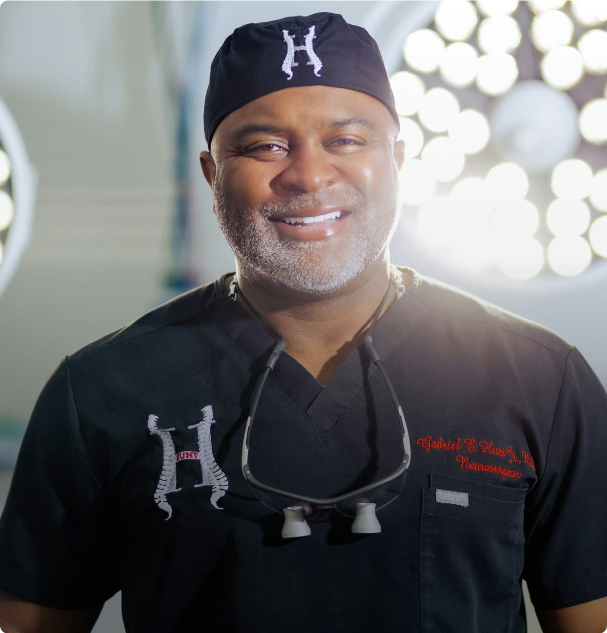 Dr. Gabriel Hunt in his scrubs in the surgery room