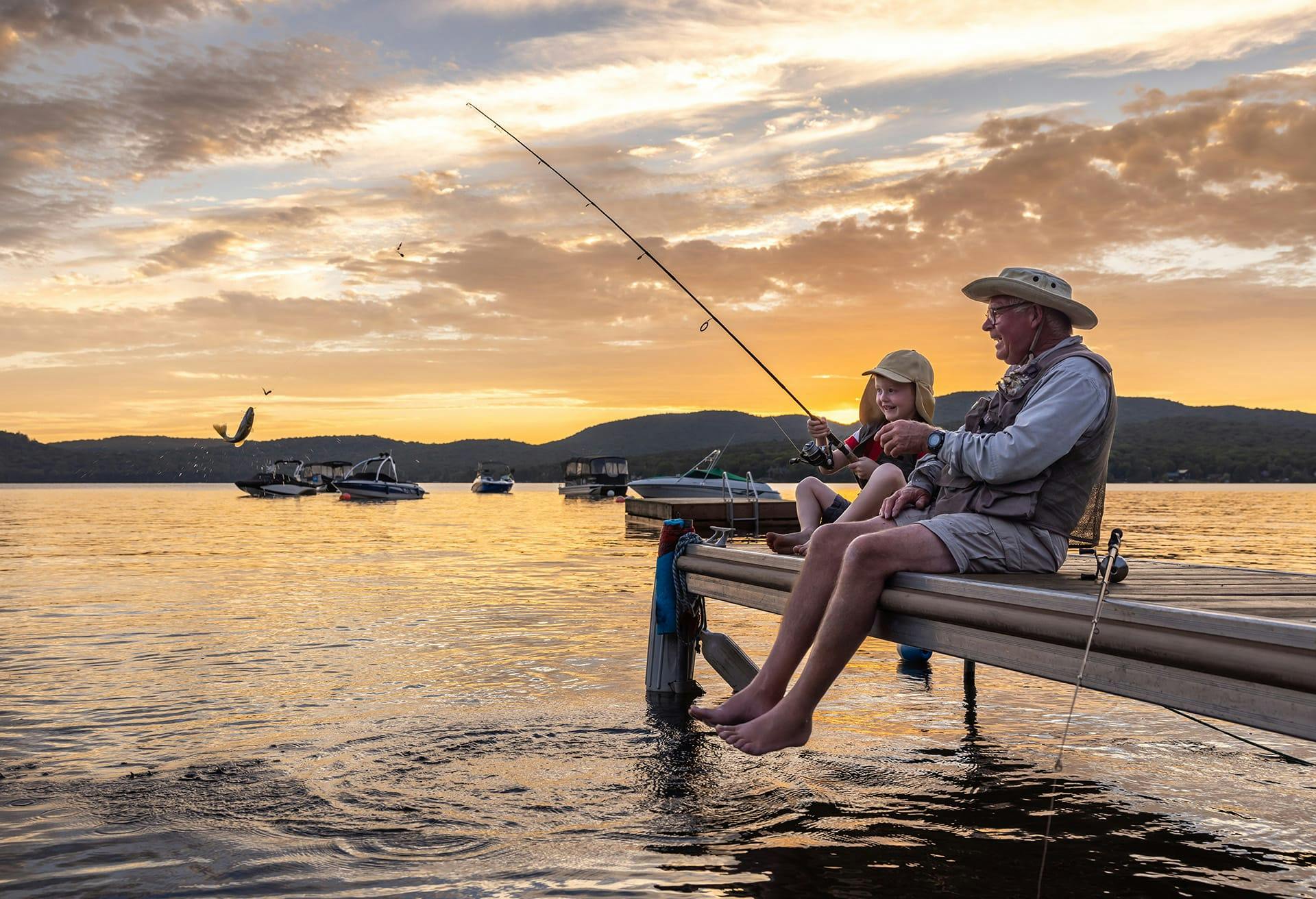 Man fishing with his child