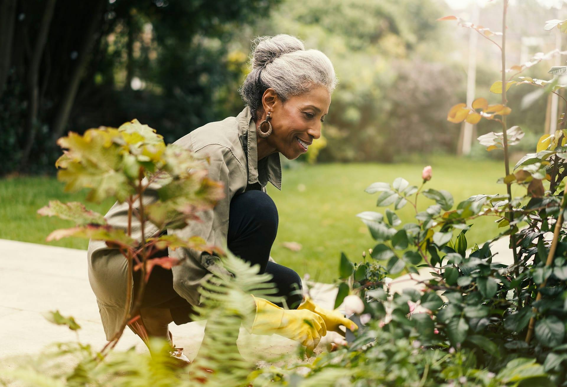 Woman working in her garden