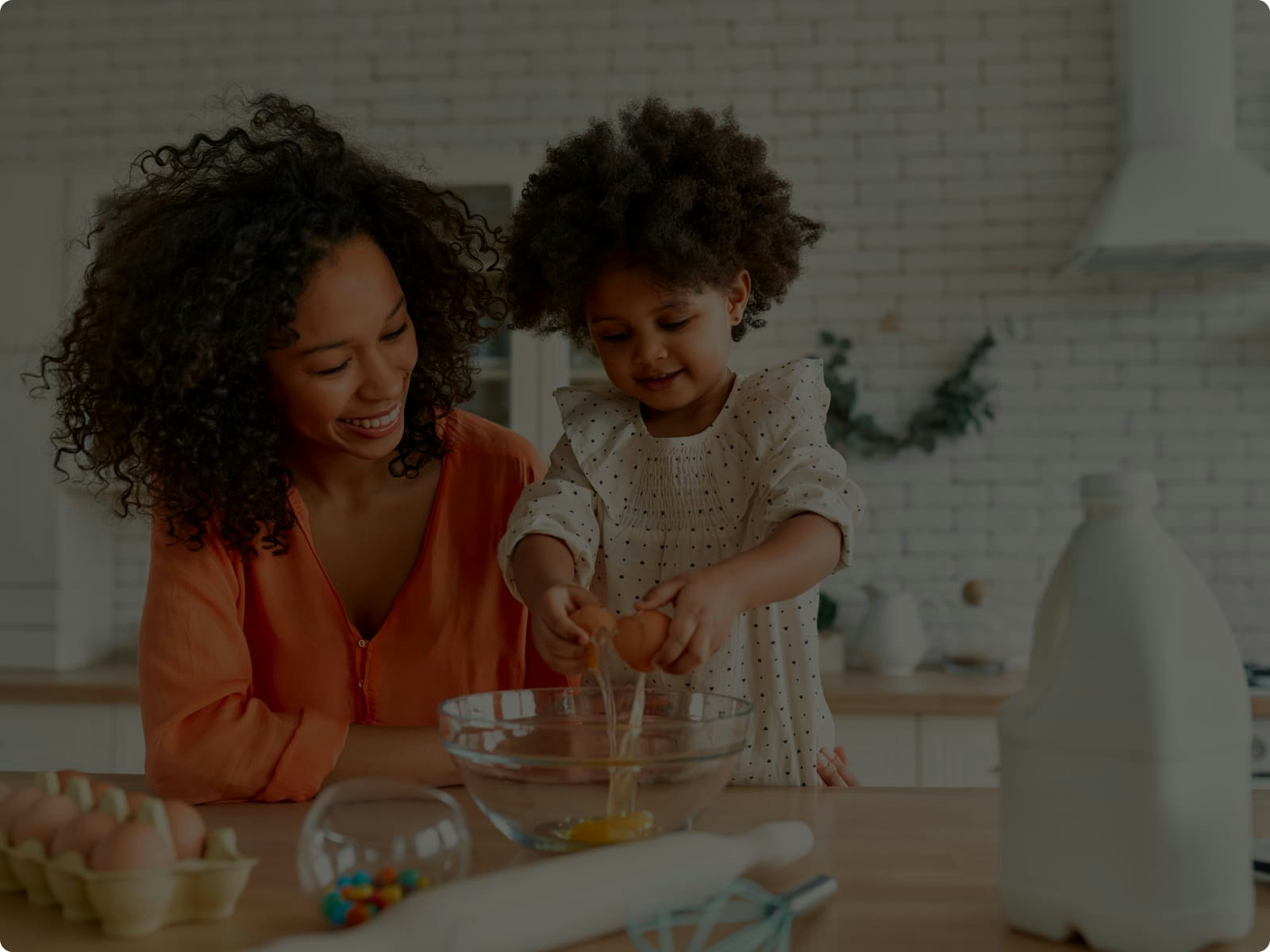Mother cooking with her daughter