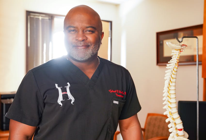 Dr. Gabriel Hunt in his office