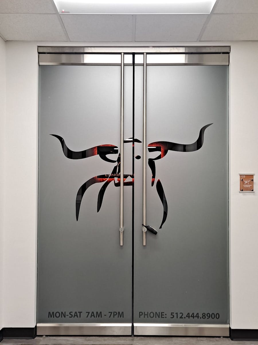 Longhorn Imaging logo on doors