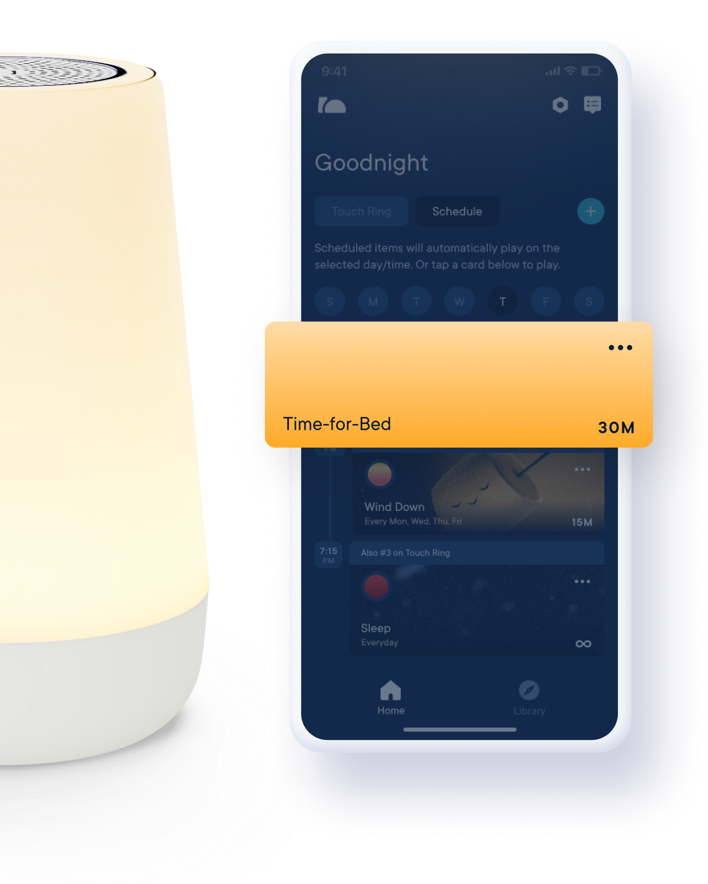 Sleep routine step in mobile app called 'Time-for-Bed'