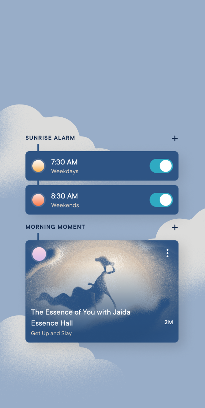 Sunrise alarm to morning moment in Hatch Sleep app