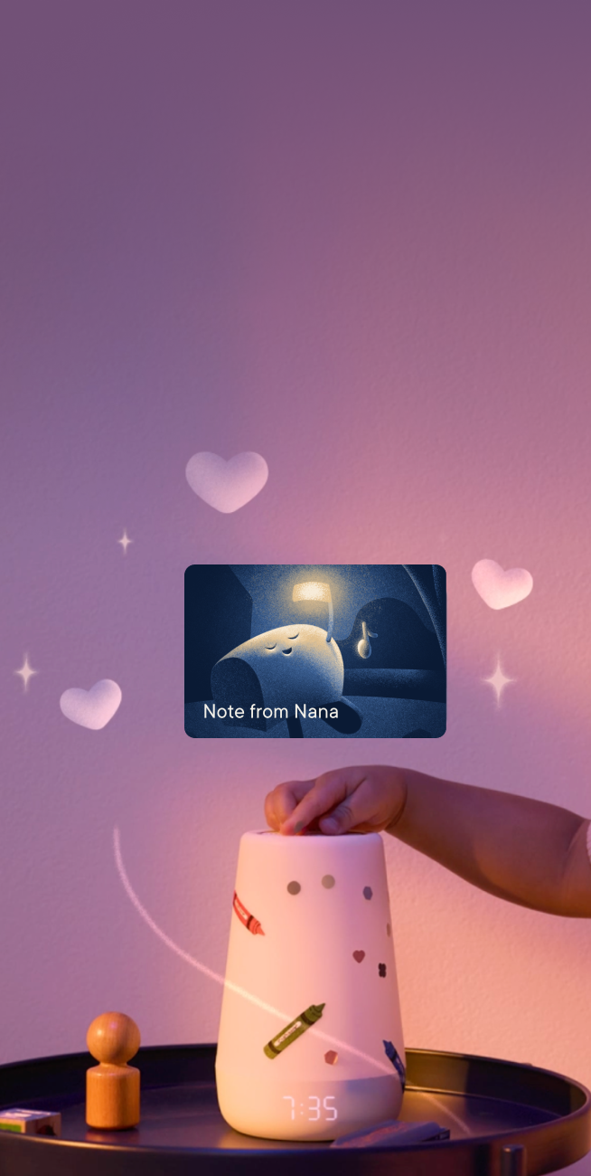 Screens from the morning, sunrise alarm features in the Hatch Sleep app; featuring Hatch+ content