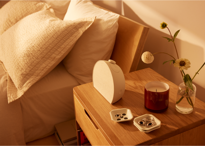 Restore 3 on a nightstand in a bedroom