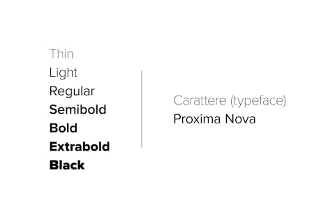 Vari pesi differenti per il Carattere Proxima Nova Proxima Nova ha al suo interno 7 pesi differenti