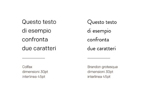 Esempio ingombro font differenti In questo esempio sono messi a fianco due caratteri di famiglie differenti, seppur sempre sans serif. È evidente come quello di destra occupi più spazio di quello a sinistra.