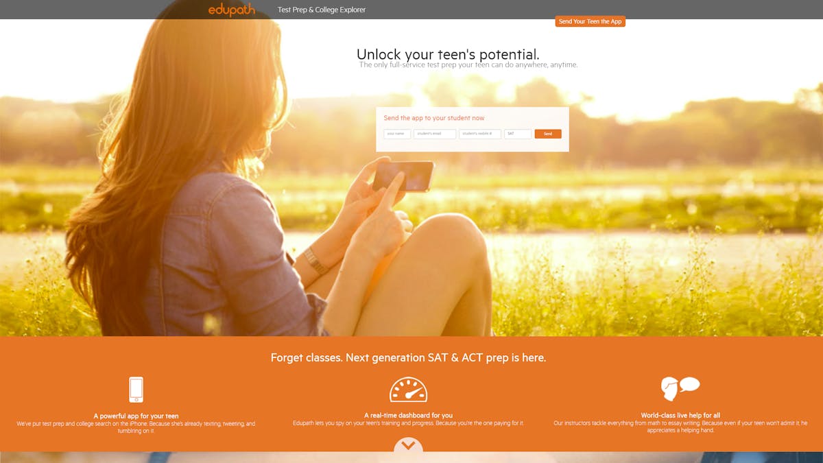 La landing page di edupath non ha distrazioni e comunica solo l'essenziale