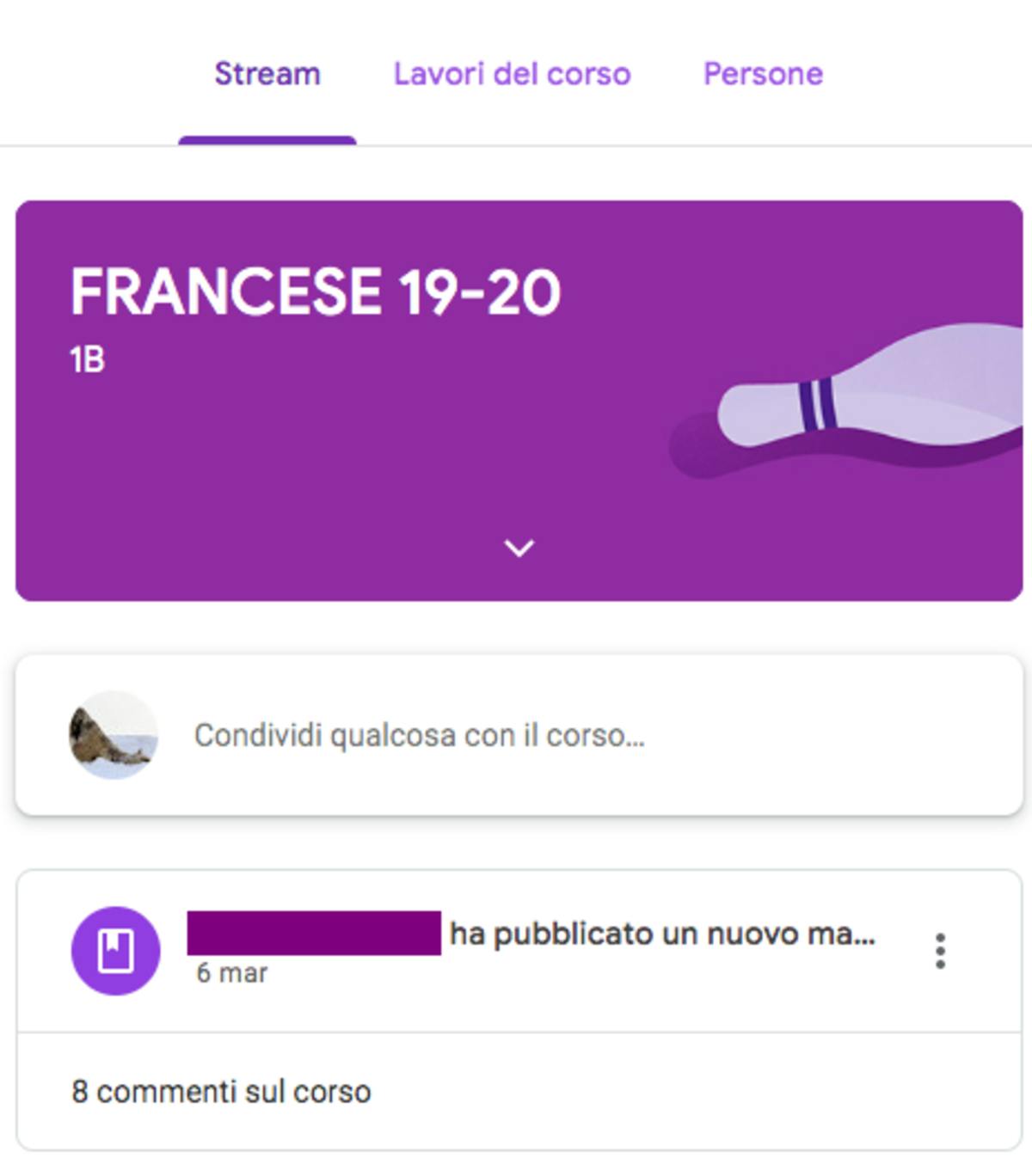 Il docente può condividere i compiti da fare e le lezioni direttamente nello Stream della classe