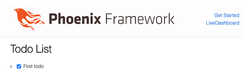 Phoenix Framework - Tutorial per lista To Do 3 La lista dopo che abbiamo aggiunto due attributi al nodo: `phx_click` e `phx_value_todo_id`.