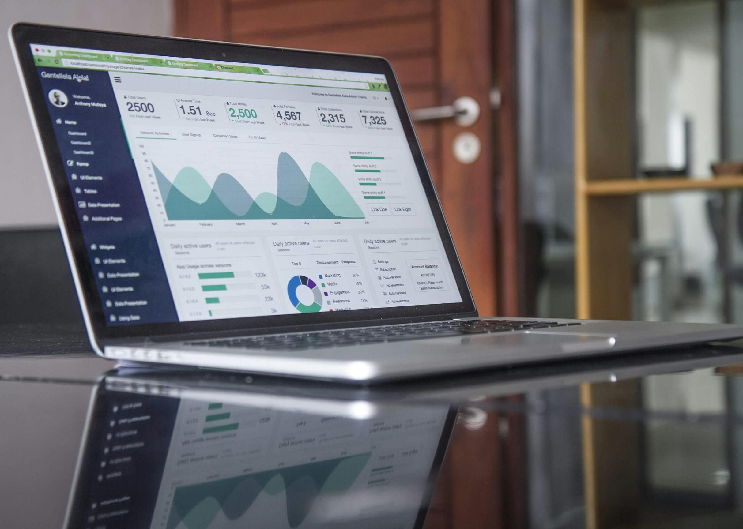 Tool di analisi SEO su un laptop posizionato su una scrivania