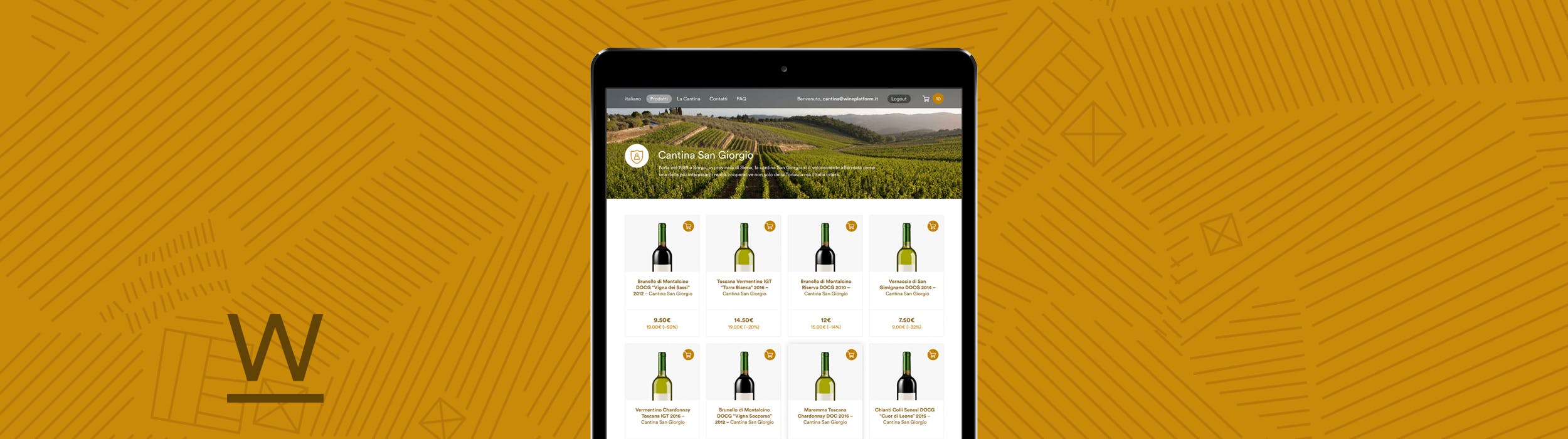 Copertina che mostra un mockup di una cantina di Wineplatform