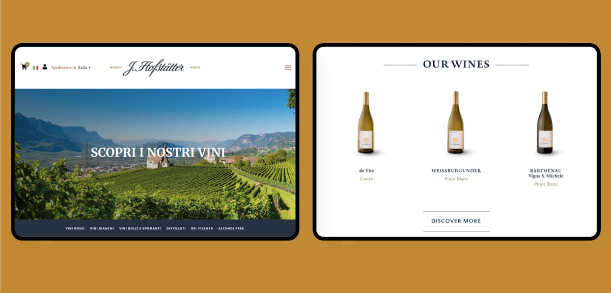 The mockup of one of the wineries created with WinePlatform