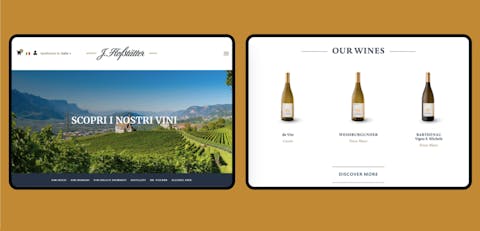 Schermate cantine Wineplatform Due schermate dimostrative di uno degli shop creabili su Wineplatform