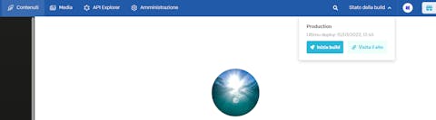DatoCMS fa iniziare la build per rendere visibile il contenuto sul sito Schermata di Dato CMS che mostra dove iniziare la build per la produzione dell'articolo