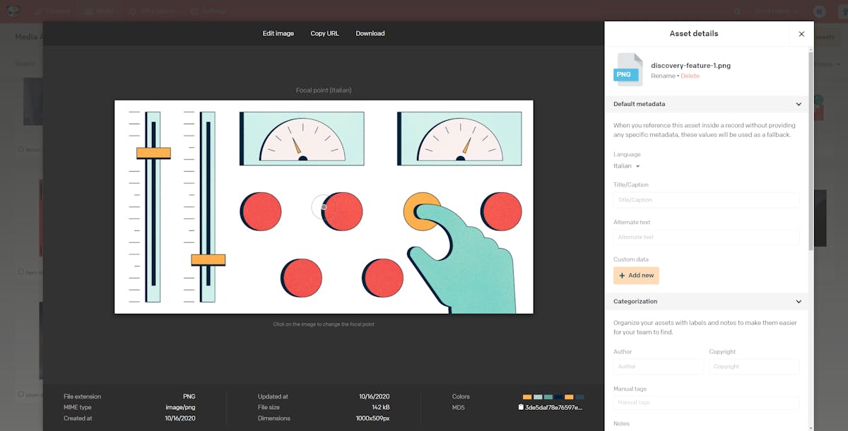Immagine che mostra il funzionamento degli asset su DatoCMS