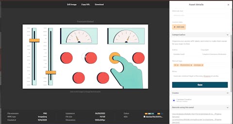Categorizzazione asset su DatoCMS Un esempio dell'utilizzo della categorizzazione degli asset su DatoCMS, inserendo autore, copyright, note e tag manuali