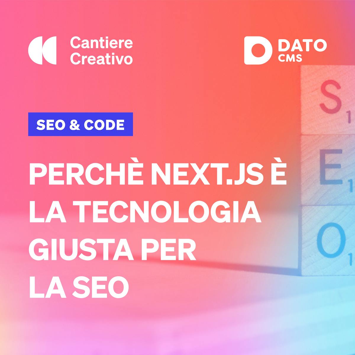 Copertina articolo sulla SEO che parla di Next.JS e la sua tecnologia.