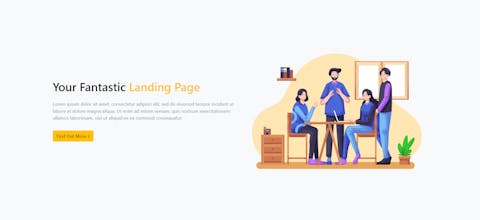 Hero Shot landing page Un esempio di Hero Shot di una landing page formato da claim, testo introduttivo, bottone con la CTA e illustrazione d'accompagnamento