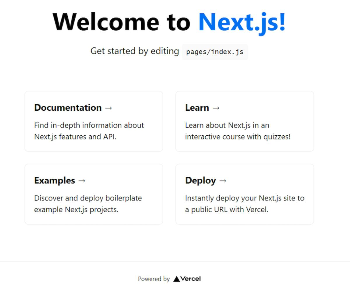 Dashboard su Next.js da locale all'inizio di un progetto