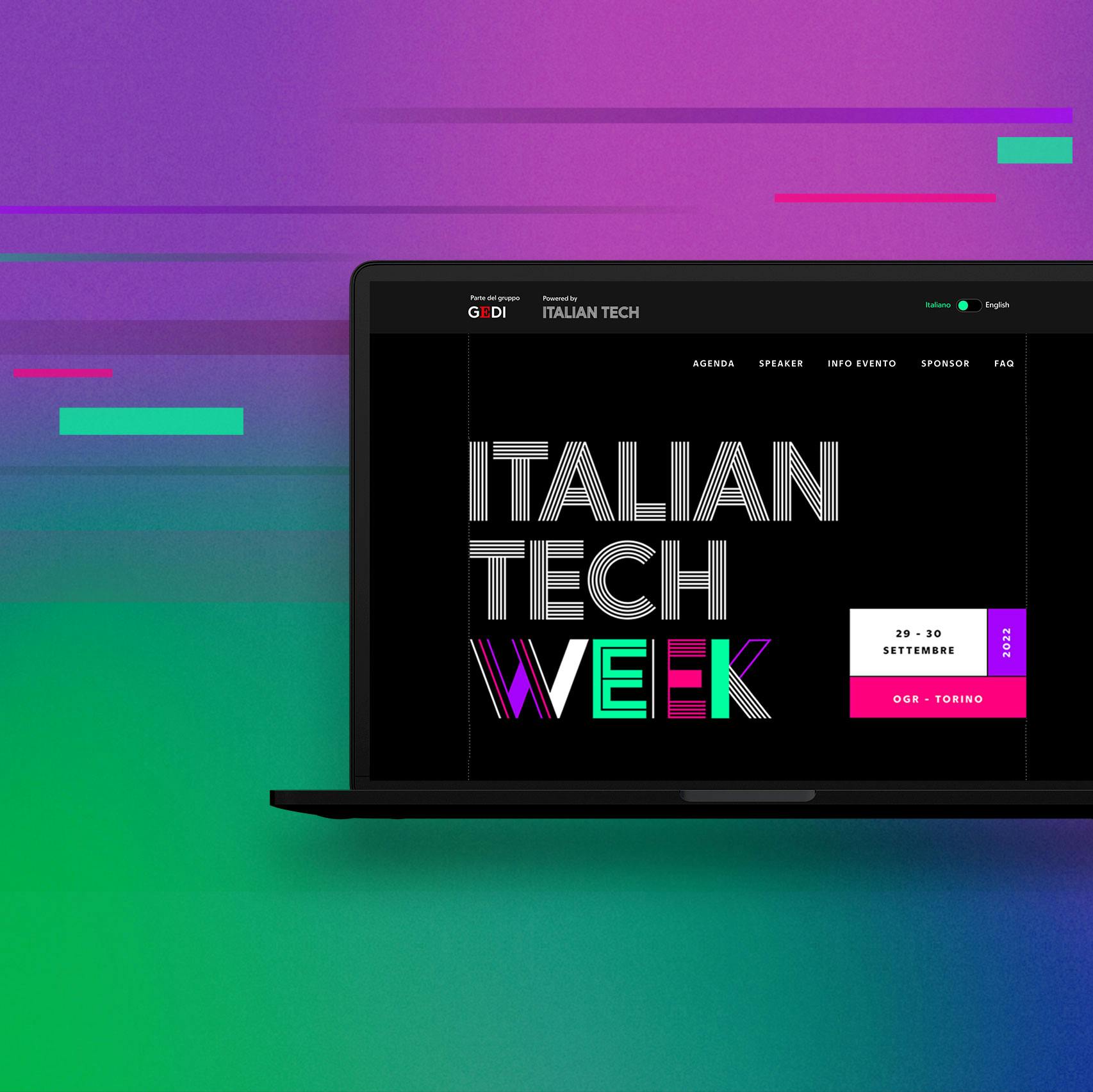Mockup del sito di Italian Tech Week su un portatile
