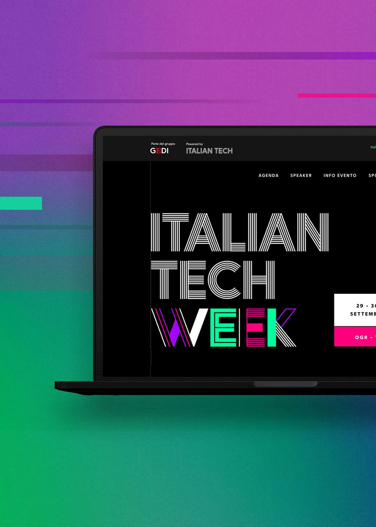Mockup del sito di Italian Tech Week su un portatile